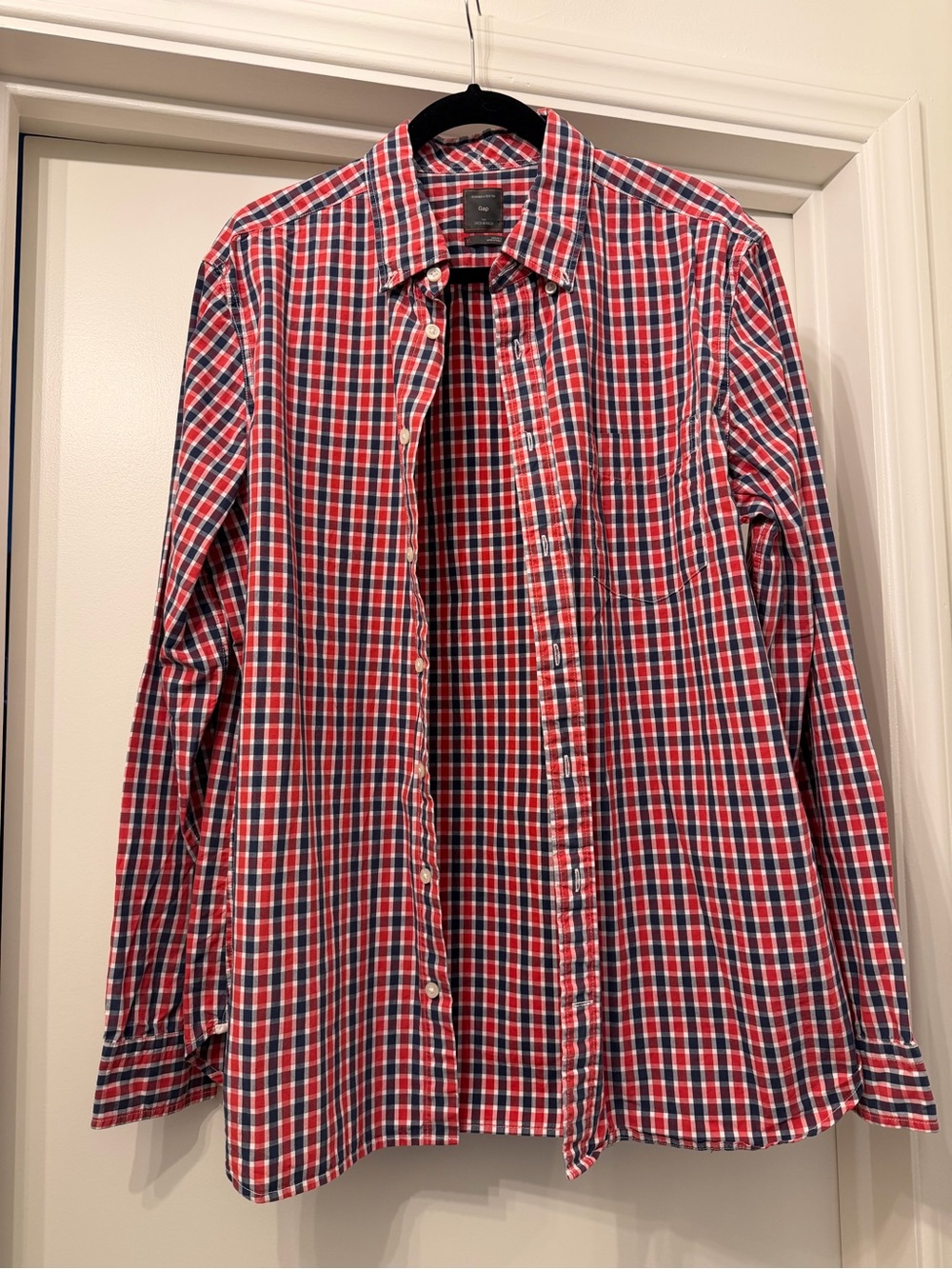 GAP Red, Blue and White Plaid Button-Down Shirt